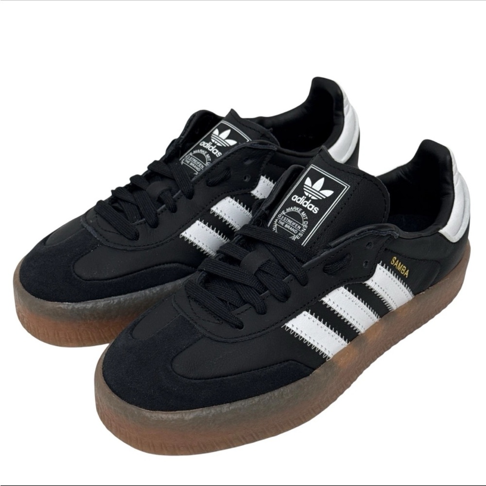 Rare Adidas Sambae Sneakers In Core Black/White/Gold (JI1350) -Women's US 9.5